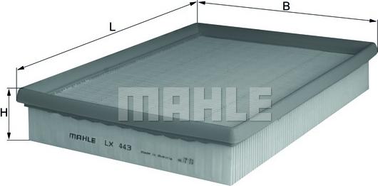 MAHLE LX 443 - Воздушный фильтр, двигатель autospares.lv