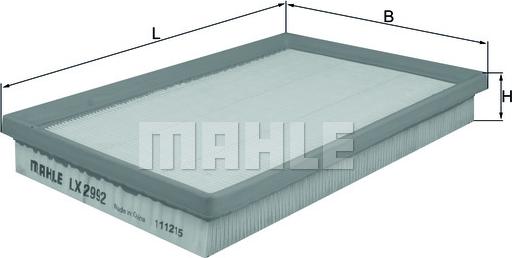 MAHLE LX 2992 - Воздушный фильтр, двигатель autospares.lv