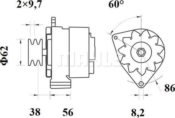 MAHLE MG 523 - Генератор autospares.lv