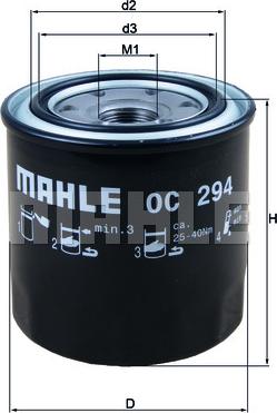 MAHLE OC 294 - Масляный фильтр autospares.lv