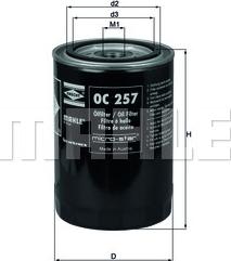 MAHLE OC 257 - Масляный фильтр autospares.lv