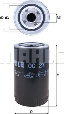 MAHLE OC 27 - Масляный фильтр autospares.lv