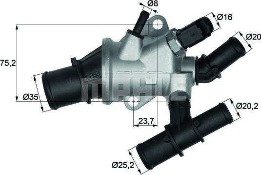 MAHLE TI 162 88 - Термостат охлаждающей жидкости / корпус autospares.lv