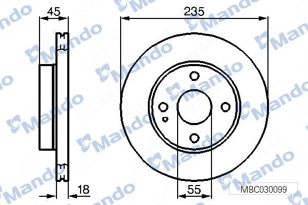 Mando MBC030099 - Тормозной диск autospares.lv