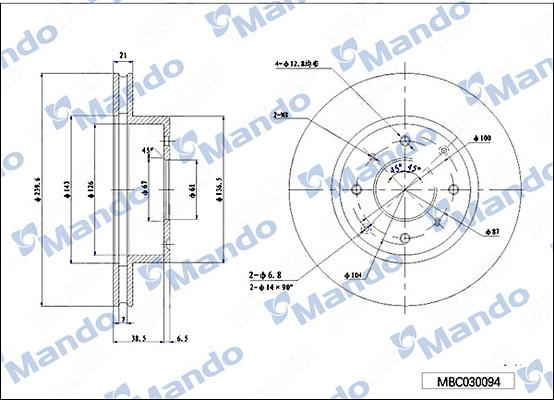 Mando MBC030094 - Тормозной диск autospares.lv