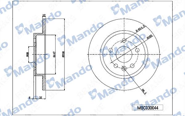 Mando MBC030044 - Тормозной диск autospares.lv