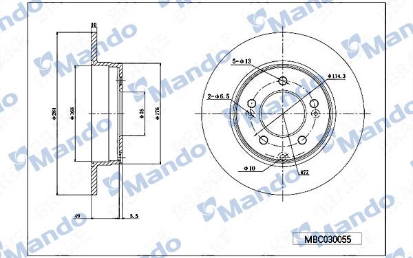 Mando MBC030055 - Тормозной диск autospares.lv