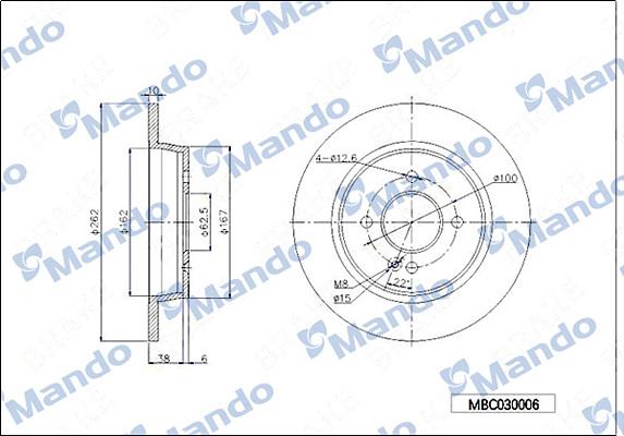 Mando MBC030006 - Тормозной диск autospares.lv