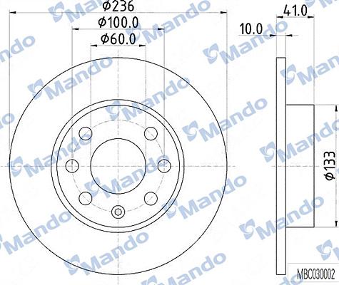 Mando MBC030002 - Тормозной диск autospares.lv