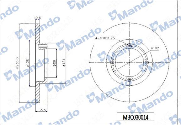 Mando MBC030014 - Тормозной диск autospares.lv