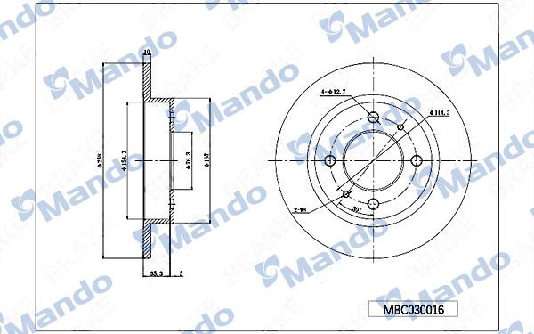 Mando MBC030016 - Тормозной диск autospares.lv