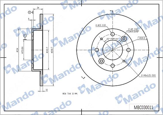 Mando MBC030011 - Тормозной диск autospares.lv