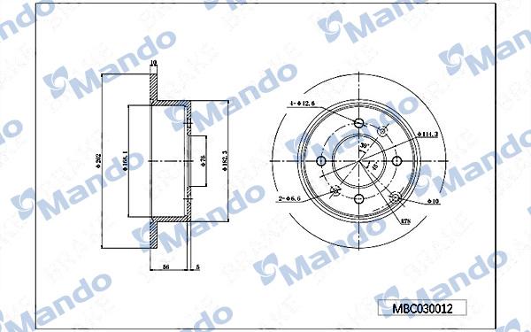 Mando MBC030012 - Тормозной диск autospares.lv