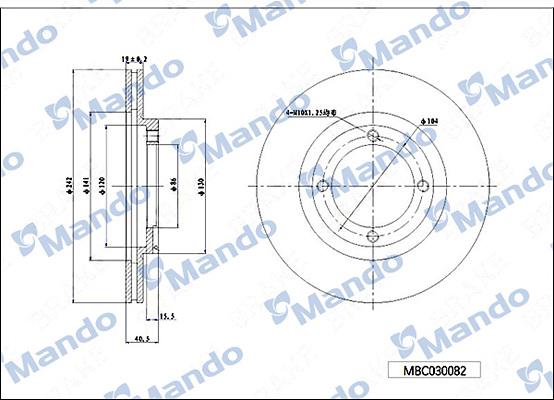 Mando MBC030082 - Тормозной диск autospares.lv