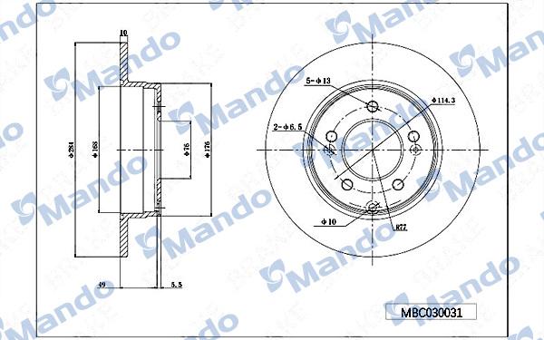 Mando MBC030031 - Тормозной диск autospares.lv