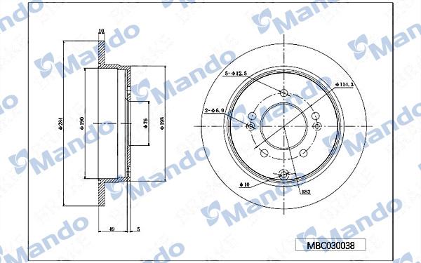 Mando MBC030038 - Тормозной диск autospares.lv