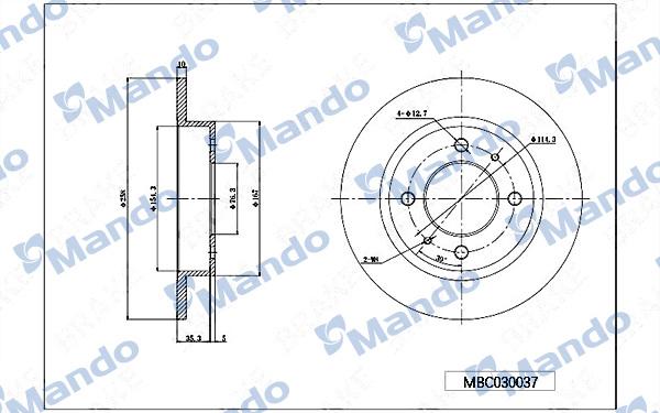 Mando MBC030037 - Тормозной диск autospares.lv