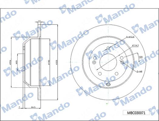 Mando MBC030071 - Тормозной диск autospares.lv