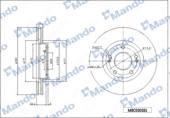 Mando MBC030191 - Тормозной диск autospares.lv