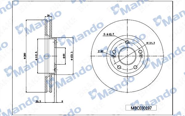 Mando MBC030197 - Тормозной диск autospares.lv