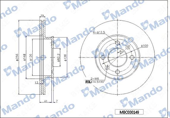 Mando MBC030149 - Тормозной диск autospares.lv