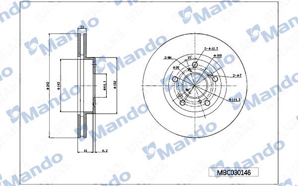 Mando MBC030146 - Тормозной диск autospares.lv