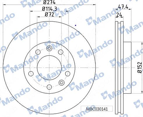 Mando MBC030141 - Тормозной диск autospares.lv