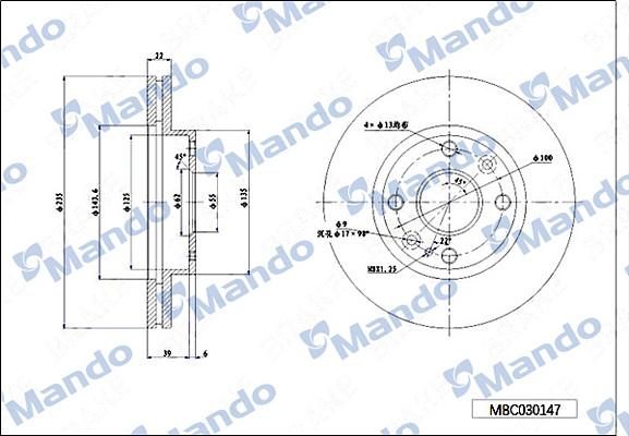 Mando MBC030147 - Тормозной диск autospares.lv