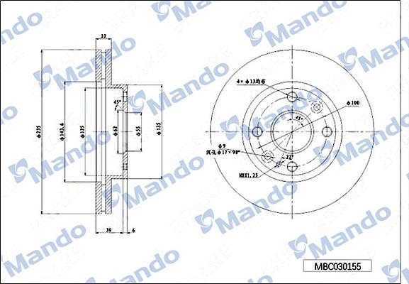 Mando MBC030155 - Тормозной диск autospares.lv