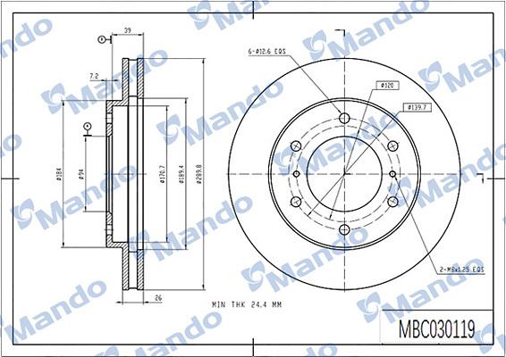 Mando MBC030119 - Тормозной диск autospares.lv