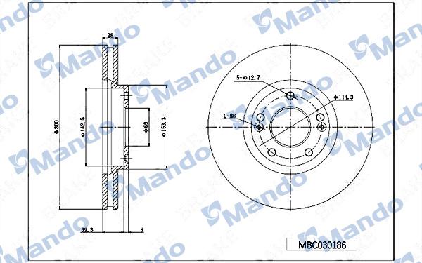 Mando MBC030186 - Тормозной диск autospares.lv