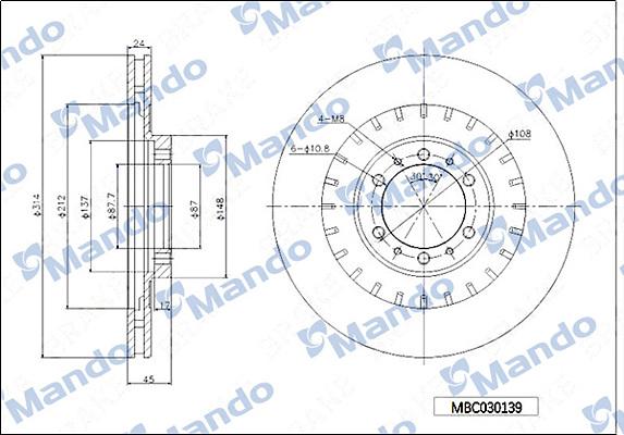 Mando MBC030139 - Тормозной диск autospares.lv