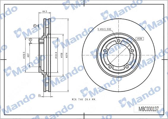 Mando MBC030137 - Тормозной диск autospares.lv