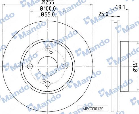 Mando MBC030129 - Тормозной диск autospares.lv