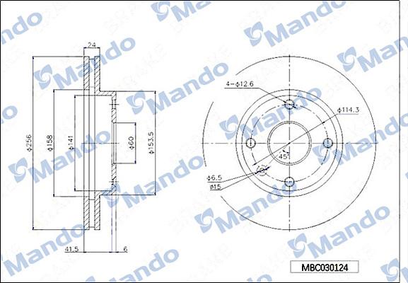 Mando MBC030124 - Тормозной диск autospares.lv