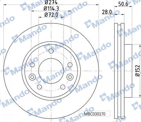 Mando MBC030170 - Тормозной диск autospares.lv