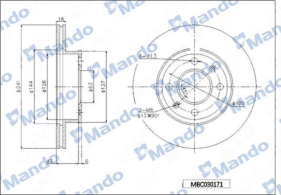 Mando MBC030171 - Тормозной диск autospares.lv