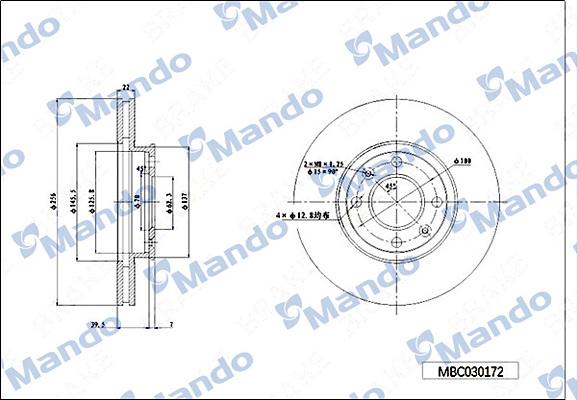 Mando MBC030172 - Тормозной диск autospares.lv