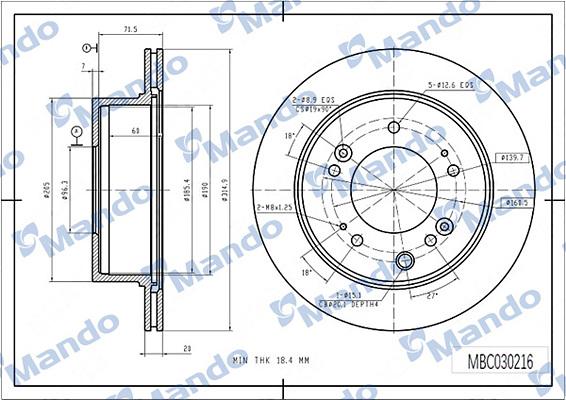 Mando MBC030216 - Тормозной диск autospares.lv