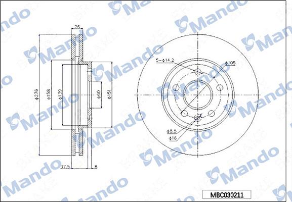Mando MBC030211 - Тормозной диск autospares.lv