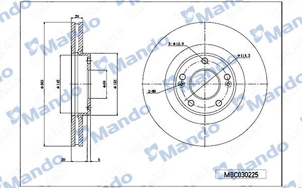 Mando MBC030225 - Тормозной диск autospares.lv