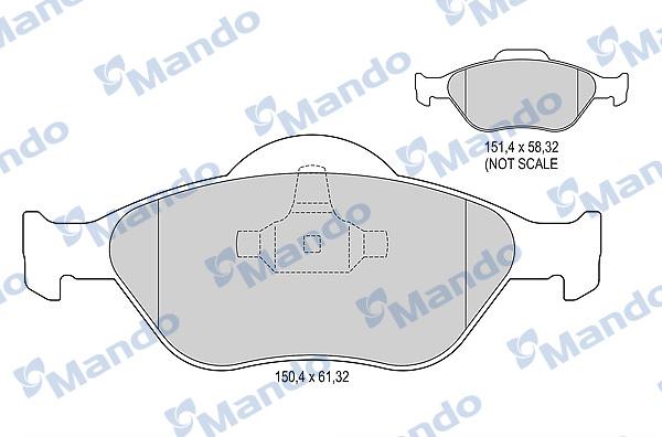 Mando MBF015145 - Тормозные колодки, дисковые, комплект autospares.lv