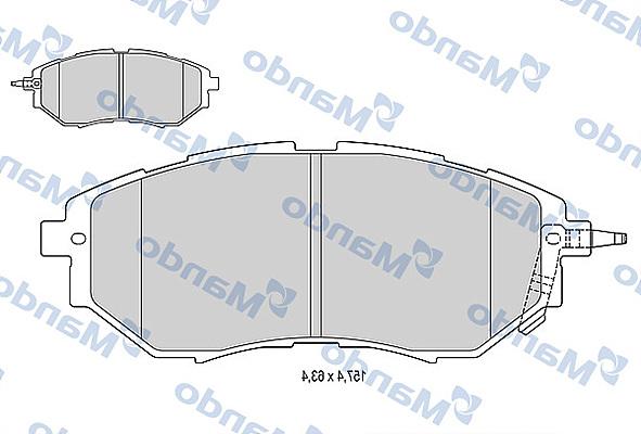 Mando MBF015824 - Тормозные колодки, дисковые, комплект autospares.lv