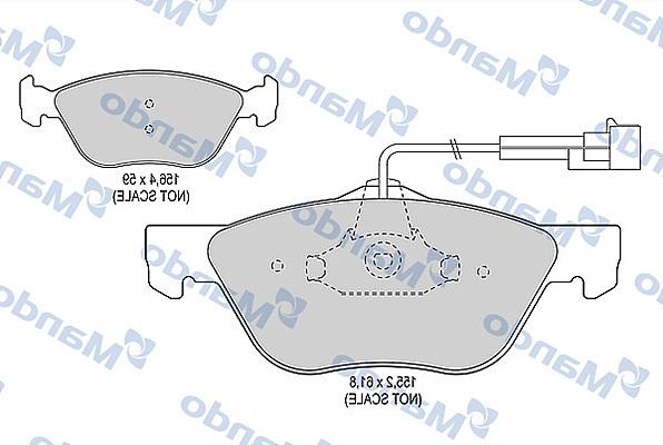 Mando MBF015349 - Тормозные колодки, дисковые, комплект autospares.lv