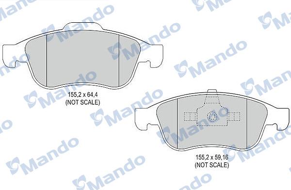 Mando MBF015255 - Тормозные колодки, дисковые, комплект autospares.lv