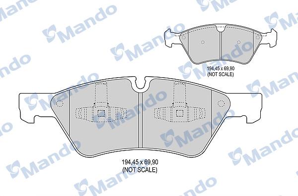 Mando MBF015224 - Тормозные колодки, дисковые, комплект autospares.lv