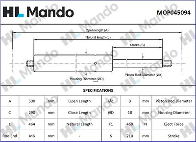 Mando MOP045094 - Газовая пружина, упор autospares.lv