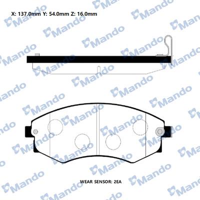 Mando RMPD10 - Тормозные колодки, дисковые, комплект autospares.lv