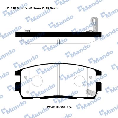 Mando RMPD29NS - Тормозные колодки, дисковые, комплект autospares.lv