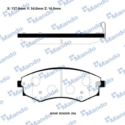 Mando RMPD20NS - Тормозные колодки, дисковые, комплект autospares.lv